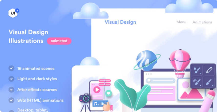 12d49cd8-7107-4880-9e04-c2e6653741cc UI Animation Design Illustration Resource Pack AE Source Files - Image 1