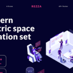 2.5D technology-themed, futuristic space vector illustration materials (ai, fig, sketch, svg source files).