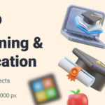 A set of Blender source files for 3D model resources of school learning scenarios in the education industry.